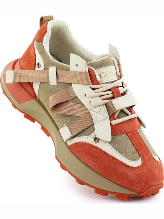Goe Sneakers Beigen Und Orangen