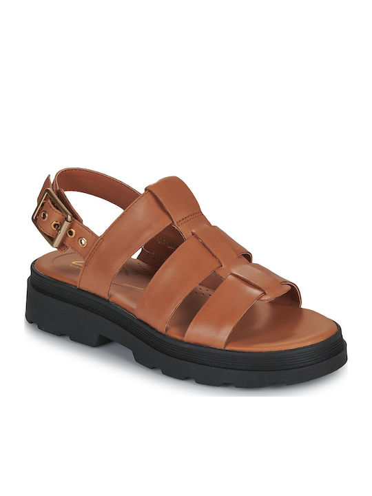 Clarks Strap Γυναικεία Σανδάλια Καφέ