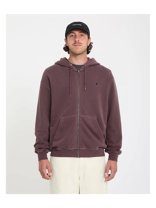 Stone Cardigan with Hood Burgundy
