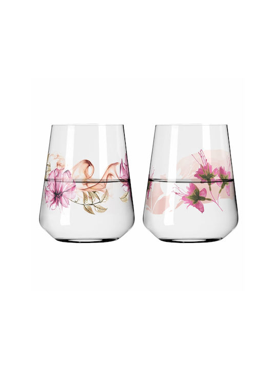Ritzenhoff Sommersonett #1 & #2 Set White Wine Water Glasses Made of Glass in Pink Colour 500ml 2 Pieces