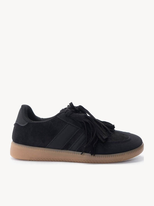 Black Suede Sneakers Discreet Fringes