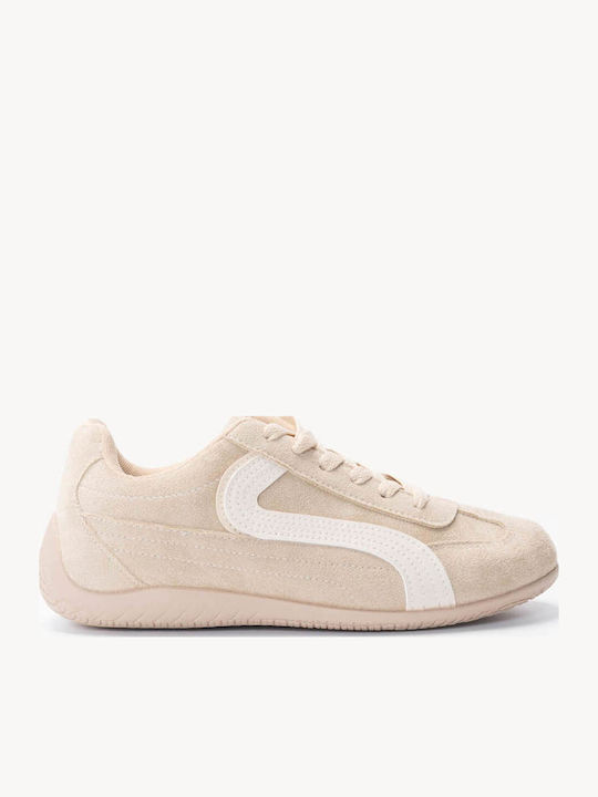 Adidași Bej Textură Suede Linie Unduitoare