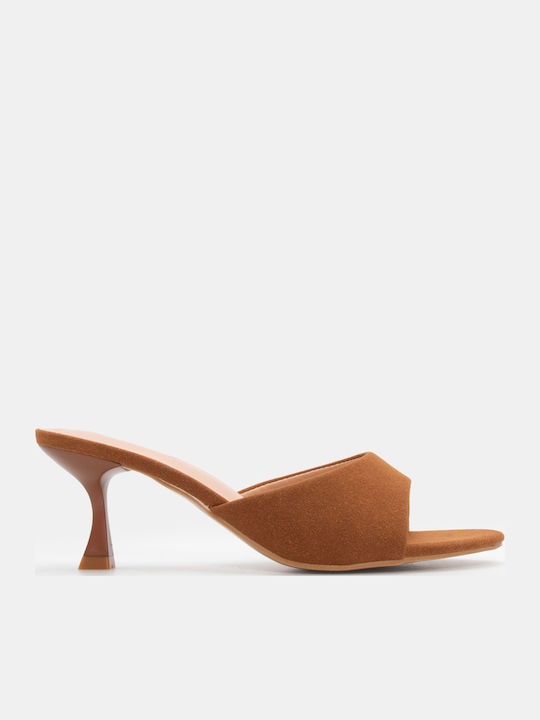 Luigi Suede Mules με Χαμηλό Τακούνι σε Καφέ Χρώμα