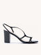Schwarze Damen Sandalen mit Riemen Strass Blockabsatz