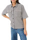 Short Sleeve Women's Shirt Blue Striped