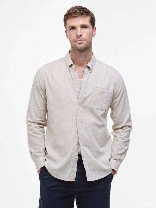 Barbour Langärmeliges Leinen-Herrenhemd Beige