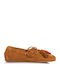 Leather Women's Boat Shoes in Tabac Brown Colour