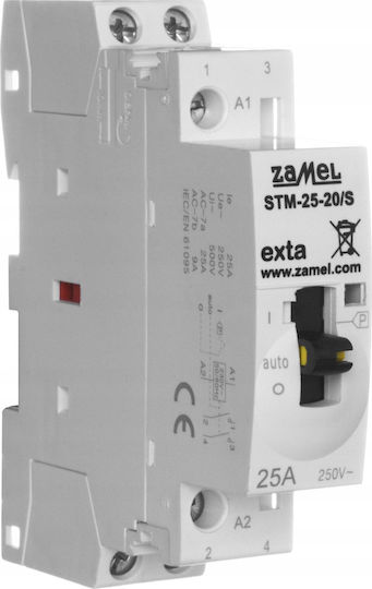 Модулен Контактор Ръчно Управление Инсталация 25А 2xNO 230V AC Тип STM-25-20/S EXT10000287