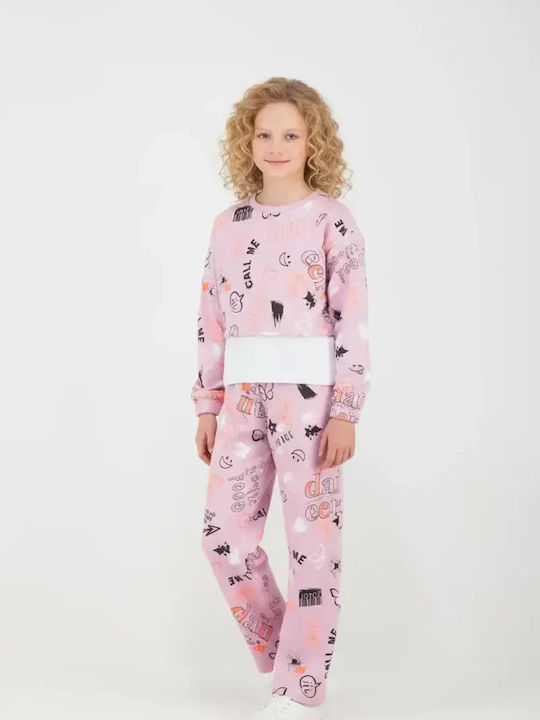 Joyce Kids Sweatpants Set Lilac 3pcs Happy