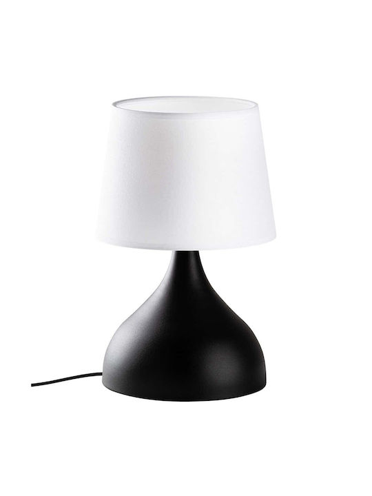Opviq Gota Table Lamp for E27 Socket with White Shade and Black Base