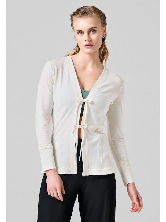 Damen Gestrickte Strickjacke Weiß