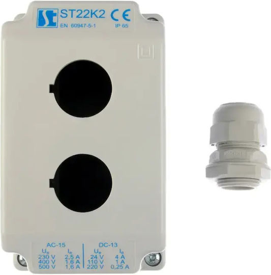 2-hole Cartridge Housing 22mm Gray Ip65 St22k200