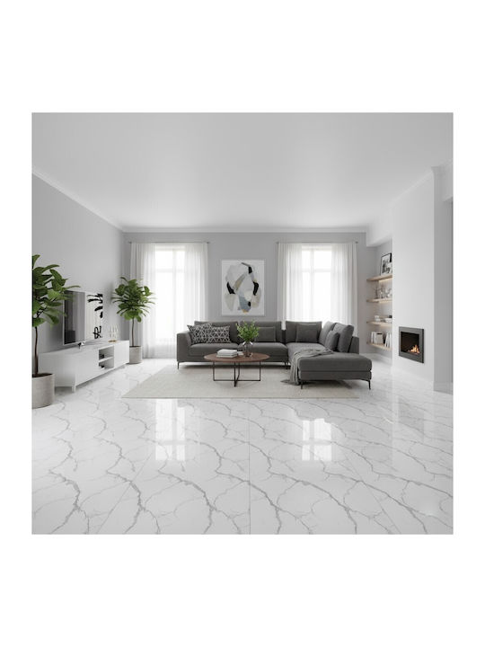 Самозалепващи Стикери Плочки 30x30 См 20 Броя Бял Мрамор 1.8 М²