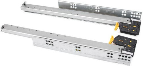 Emuca Hidden Drawer Guide Silver With Brakes 100% Opening Clips 490mm