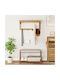 vidaXL Wooden Wall Hanger 4 Hooks Brown 90x35cm
