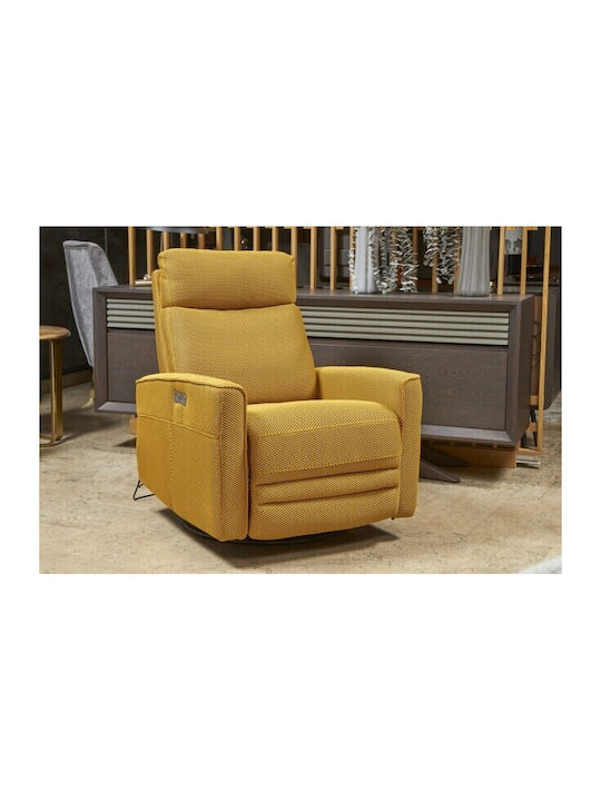 Kare Relax Armchair with Footstool Yellow 170x50x40cm