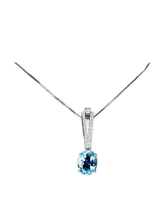 925 Delicate Silver Necklace Swiss Blue Topaz 925 Delicate Silver Necklace Swiss Blue Topaz