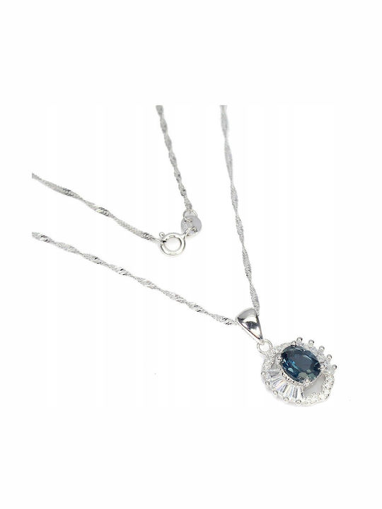 Colier Argint 925 Topaz Albastru Londra Zircon Cubic 9