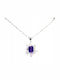 Silver 925 Necklace Natural Amethyst Zirconia