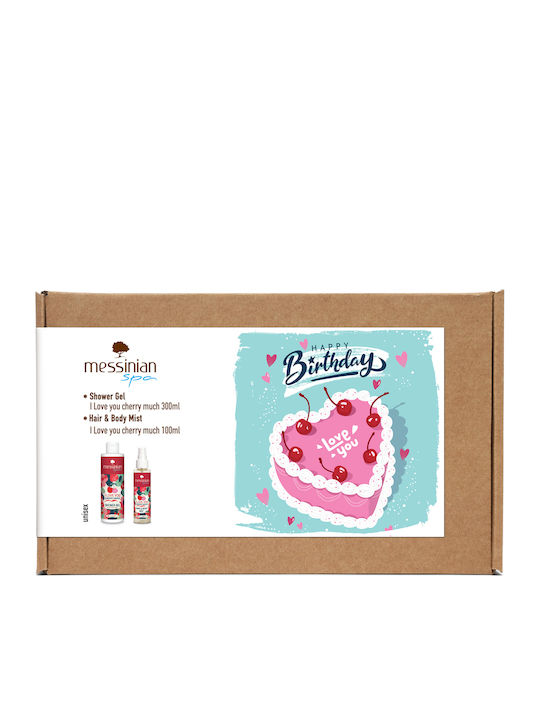 Messinian Spa Happy Birthday Collection Love You Cherry Much Skin Care Set for Body Cleaning 2 Pieces