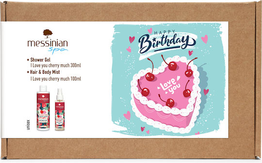 Messinian Spa Happy Birthday Collection Love You Cherry Much Skin Care Set for Body Cleaning 2 Pieces