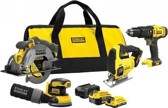 Stanley SFMCK412MDS Σετ Δισκοπρίονο, Δραπανοκατσάβιδο, Σέγα & Τριβείο 18V με 2 Μπαταρίες