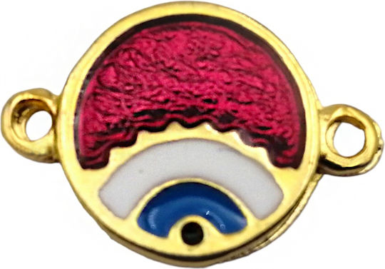 Metal Link Round Bead Dark Red Enamel Gold 18x12mm 6pcs