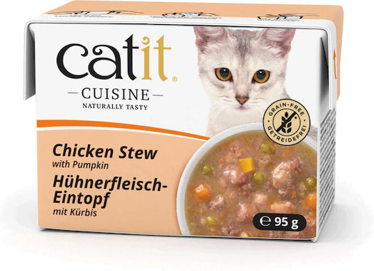 Catit Nasses Katzenfutter Dose mit Huhn, Kürbis und Fleisch 95g