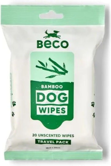 Beco Pets 20 Μαντηλάκια Σκύλου για Καθαρισμό Σώματος με Bamboo