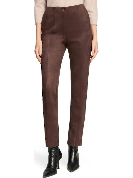 Damen Samt Hose in Gerader Bein Stil Braun