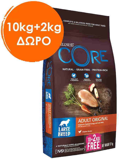 Wellness Core Възрастни Големи Породи Оригинал 10кг + 2кг