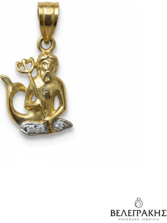Velegrakis Hängendes Charm Tierkreiszeichen Wassermann aus 14K Gold