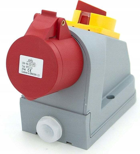 Combi Power Steels Socket 16a/5p + Main Switch Els Electrical Engineering N010trg