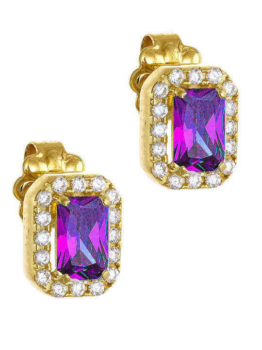 Ioannis Kosmima Gold Stud Earrings with Purple Stones