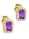 Ioannis Kosmima Gold Stud Earrings with Purple Stones