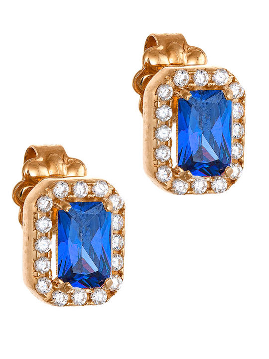Ioannis Kosmima Ohrringe Stecknadelverschluss aus Rosa Gold 14K mit Steinen Rosa