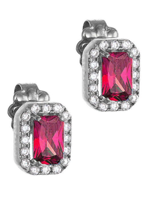 Ioannis Kosmima White Gold 14K Stud Earrings with Red Stones