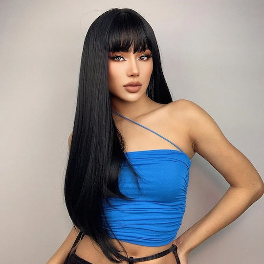 Animis Beauty Περούκα με Συνθετική Τρίχα σε Μαύρο Χρώμα 70cm