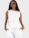 Damen Bluse Ärmellos Weiß
