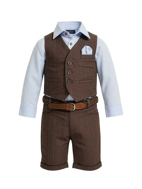 Kids Clothing Sets Summer Suit with Shorts 6 Pieces Brown