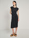 Sommer Midi Damenkleid Schwarz