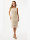 Summer Midi Dress for Wedding - Christening Light Sand