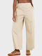 Women's Fabric Trousers in Loose Fit Beige