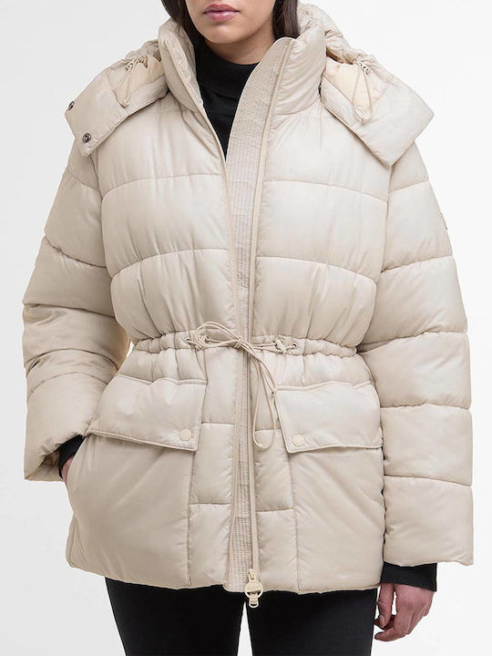 Barbour Γυναικείο Puffer Μπουφάν για Χειμώνα Ecru