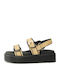 Bigmona Women's Flat Sandals Flatforms Black