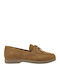 Leather Women's Loafers in Tabac Brown Colour