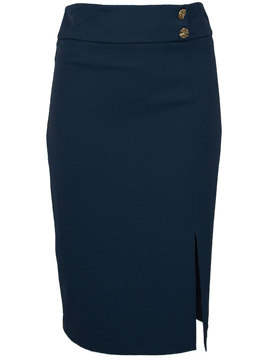 Forel Bleistift Midi Damenrock Dunkelblau