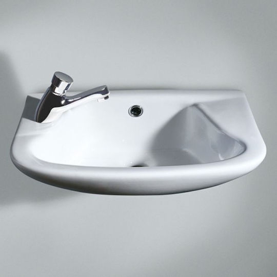Vitruvit Wall Mounted Vessel / Wall-Mounted Porcelain Bathroom Sink 46x28cm White
