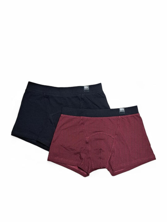Men's Boxers Black Printed/Burgundy With Designs 2Pack