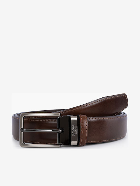 Boss Shoes Men's Leather Knitted Tabac Brown Belt